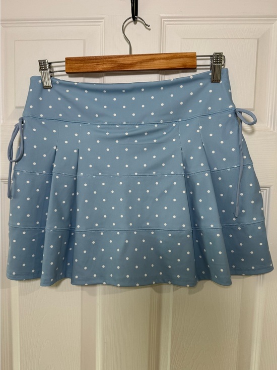 Peach Love California Dresses & Skirts - Athleisure Blue Polka-dot Skort
